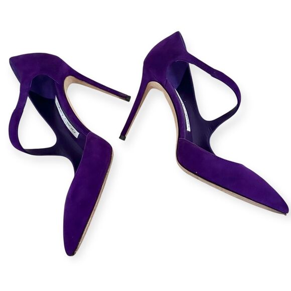 Jimmy Choo Davos 100 Suede Purple Pump Size 37 7 US - Picture 4 of 10